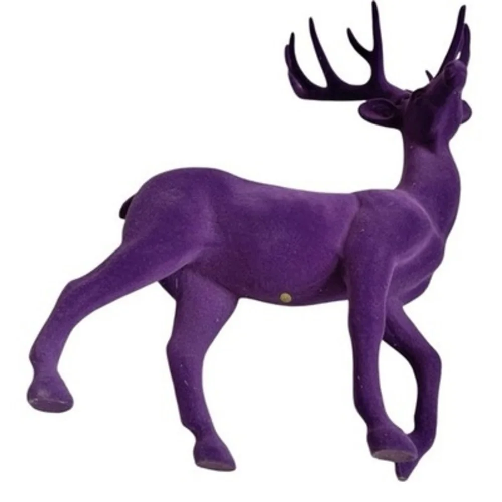 Large Purple Velvet Flocked Reindeer Deer Christmas Statue 18